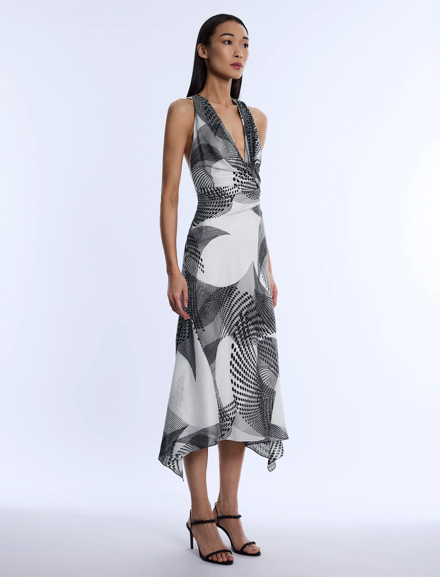 Printed Cowl Halter Dress - Image 4