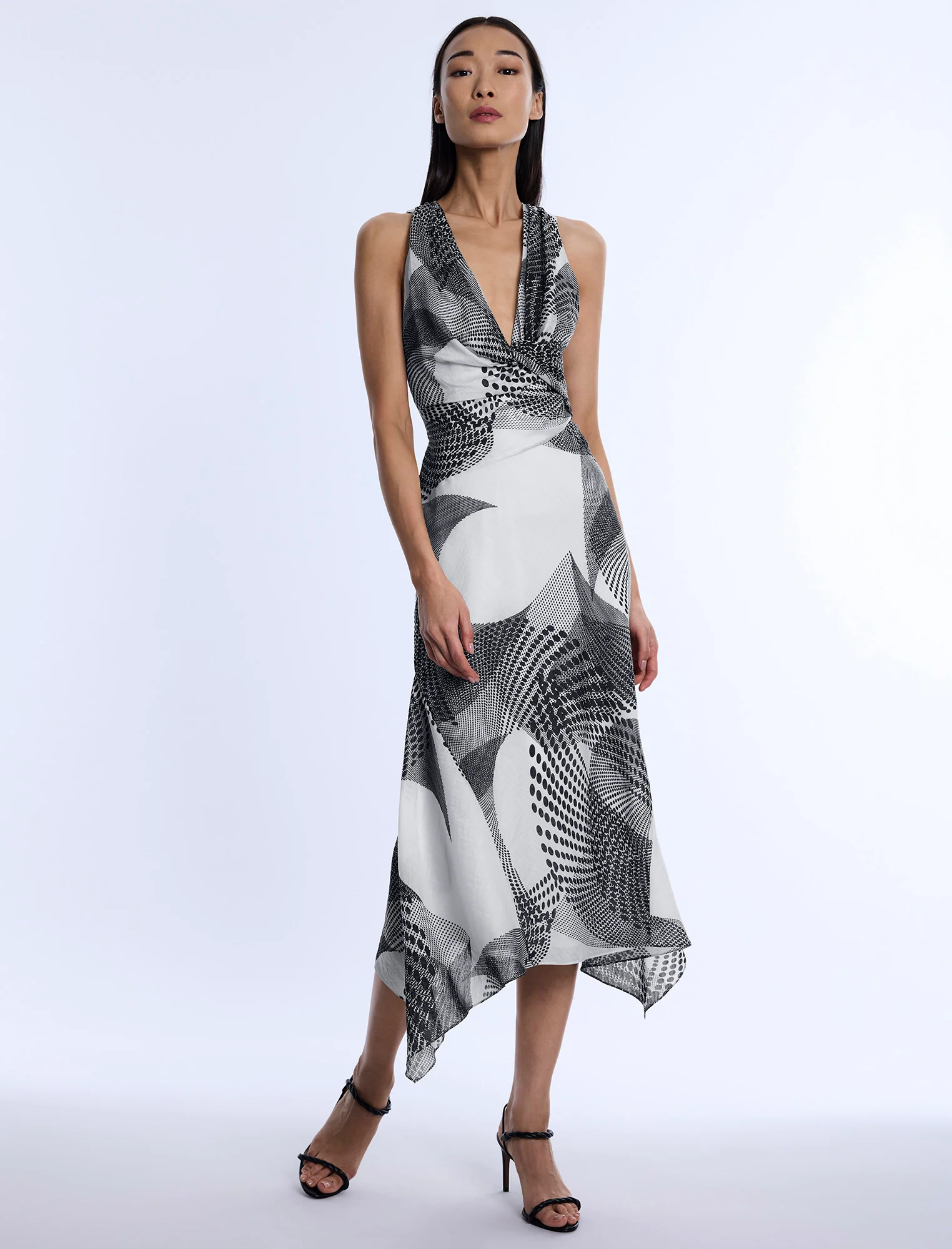 Printed Cowl Halter Dress - Image 5