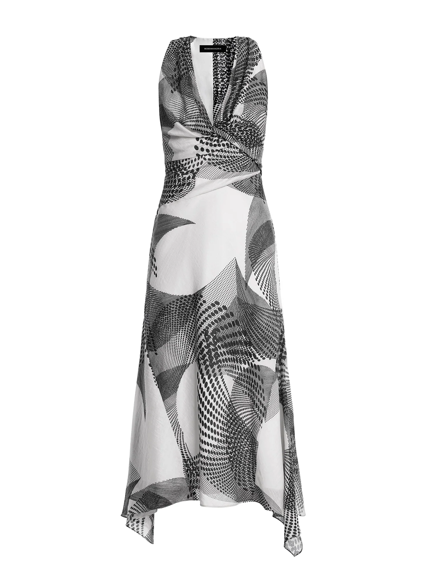 Printed Cowl Halter Dress - Image 9