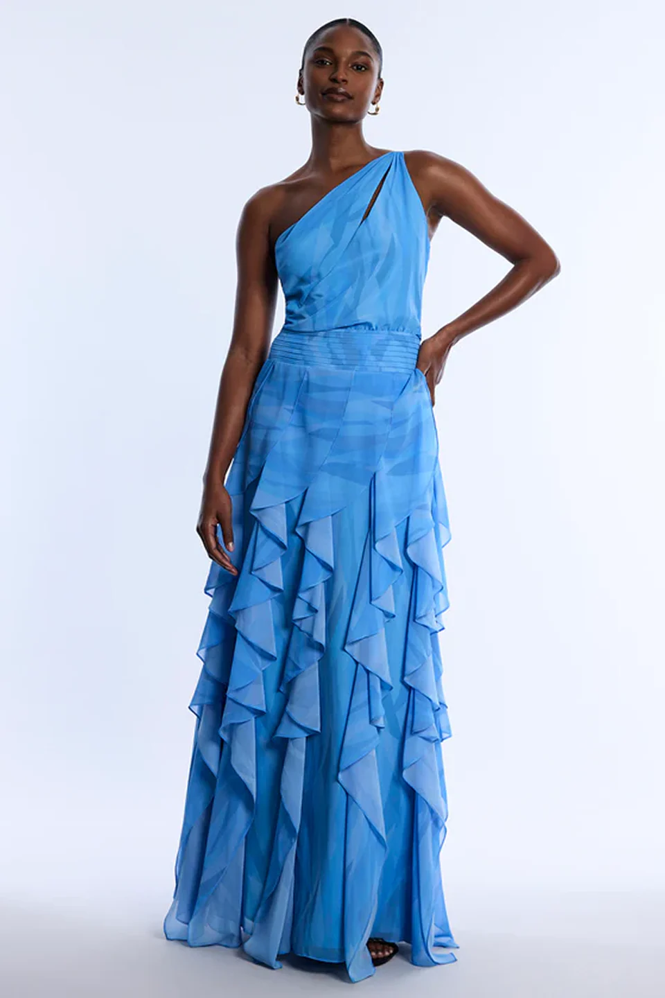 Printed One Shoulder Gown - Image 6