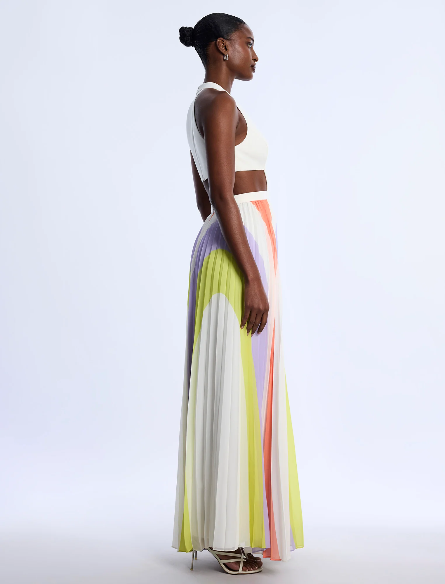 Printed Pleated Cutout Dress - Image 3