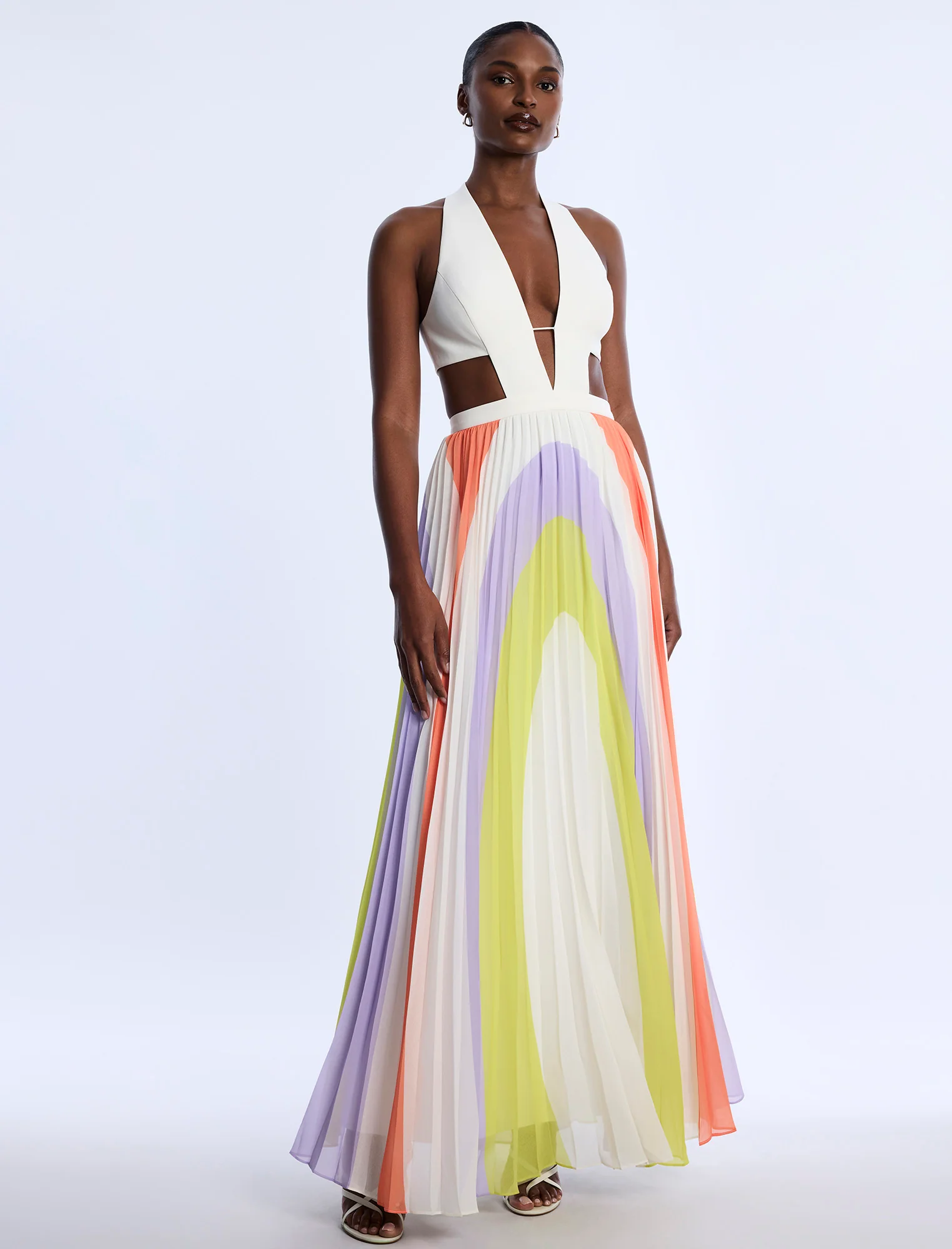 Printed Pleated Cutout Dress - Image 4