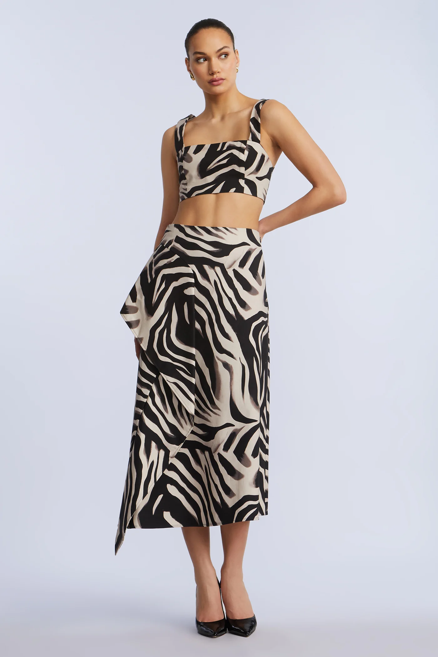 Printed Side Panel Midi Skirt - Image 7