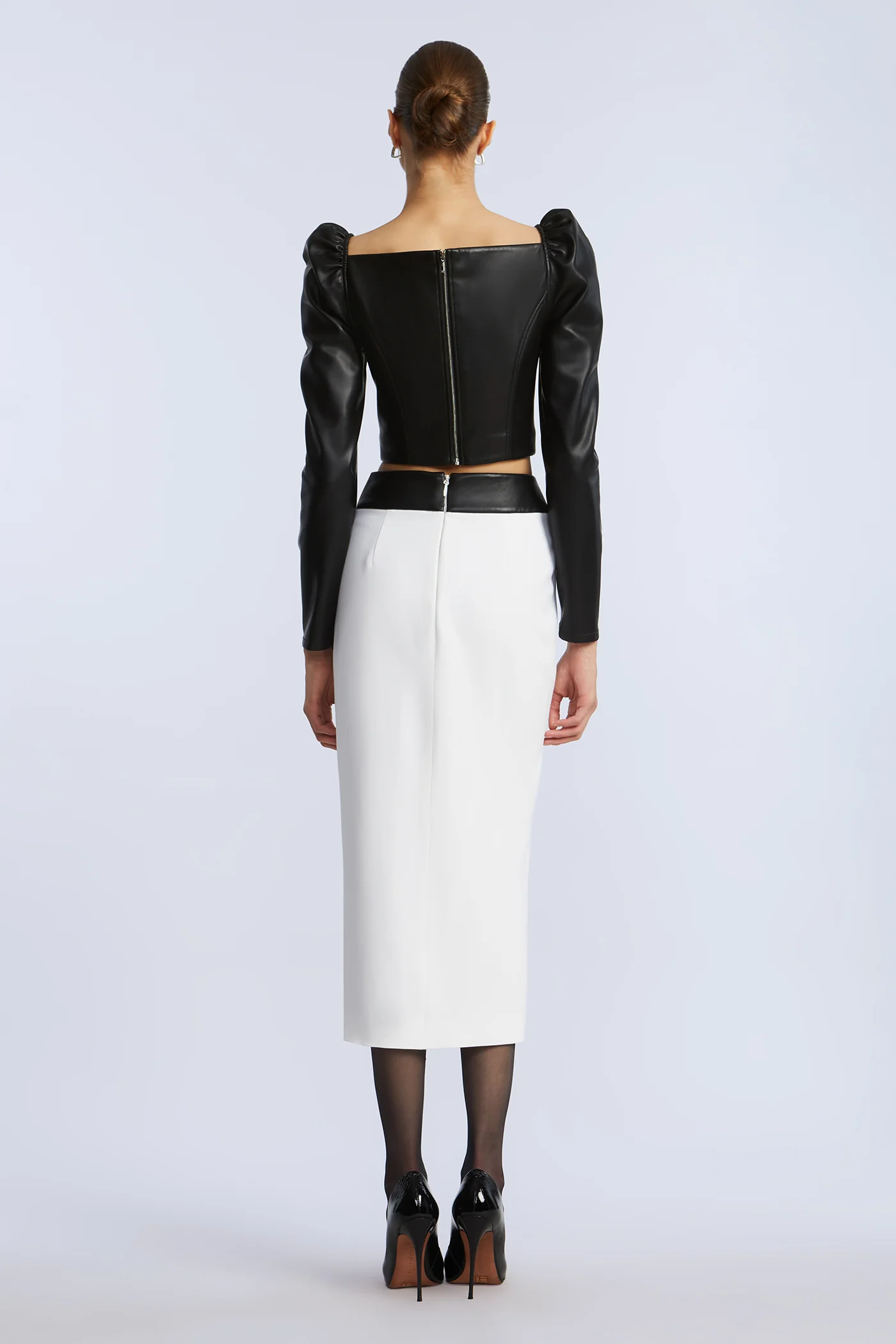 Puff Sleeve Leather Top - Image 3