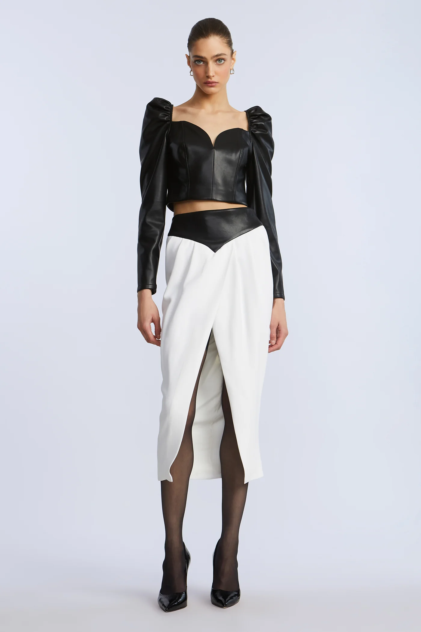 Puff Sleeve Leather Top - Image 6