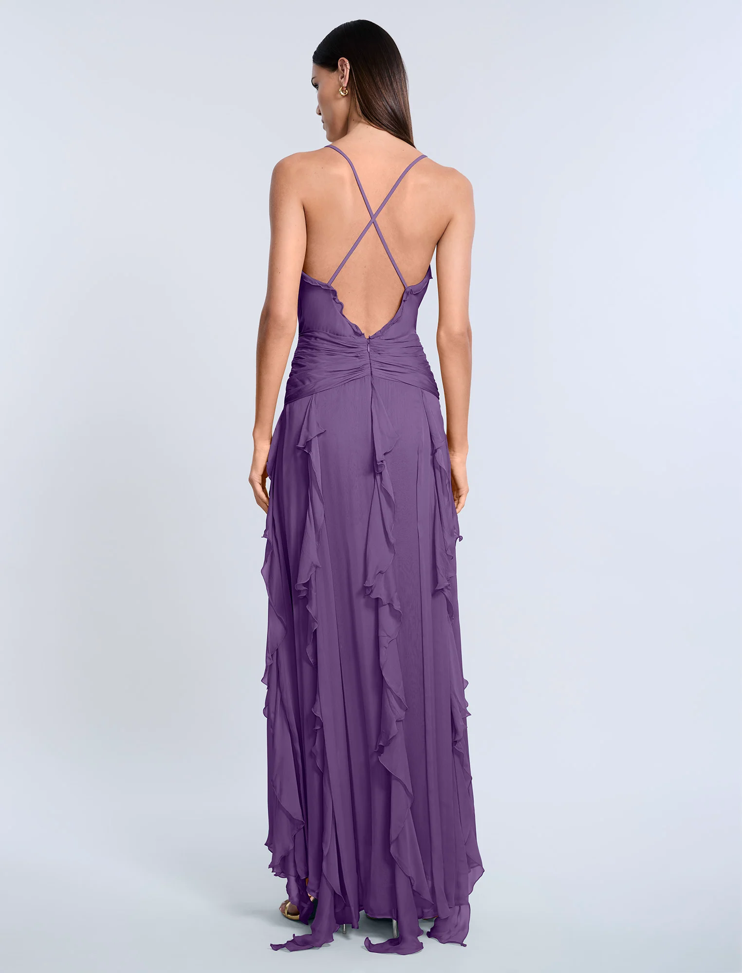 Ruffle Halter Chiffon Gown - Image 2