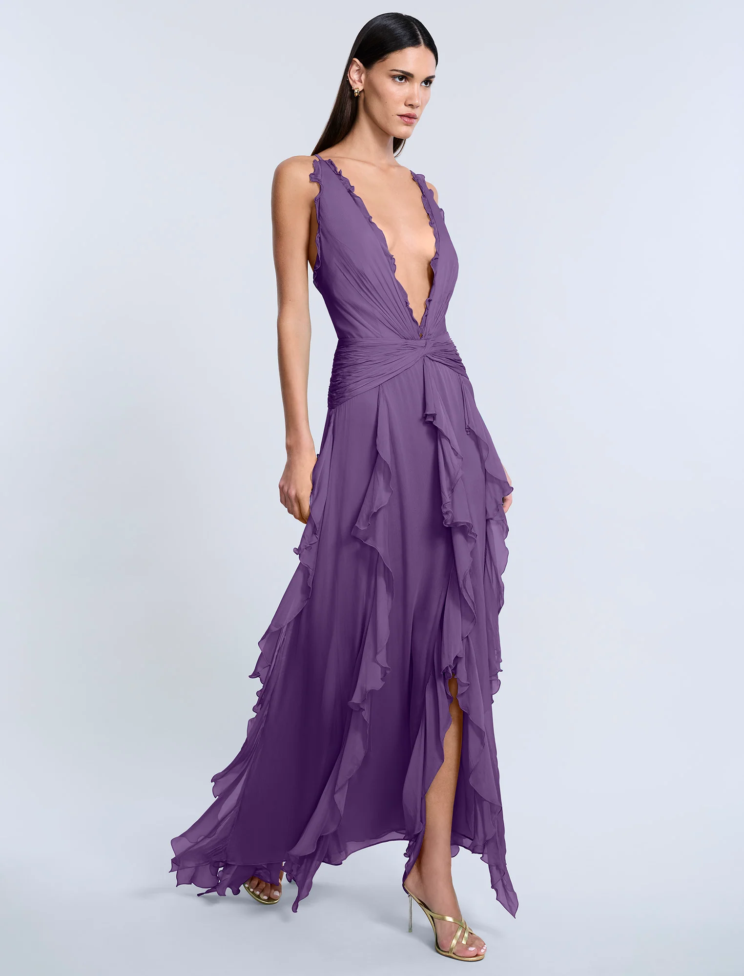 Ruffle Halter Chiffon Gown - Image 5
