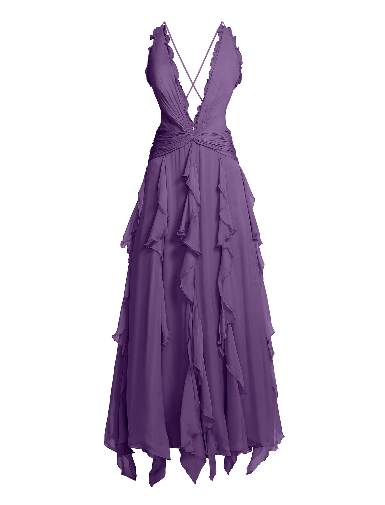 Ruffle Halter Chiffon Gown - Image 9
