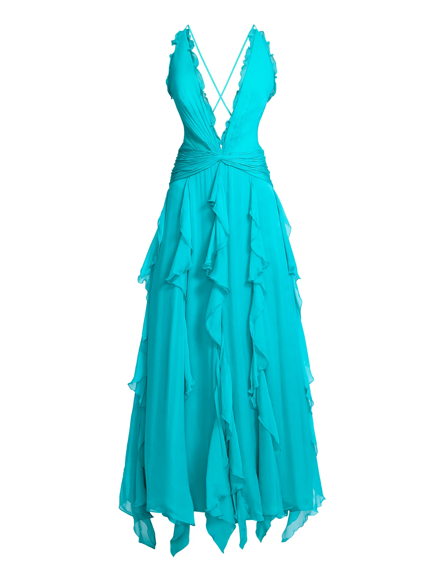 Ruffle Halter Chiffon Gown - Image 10