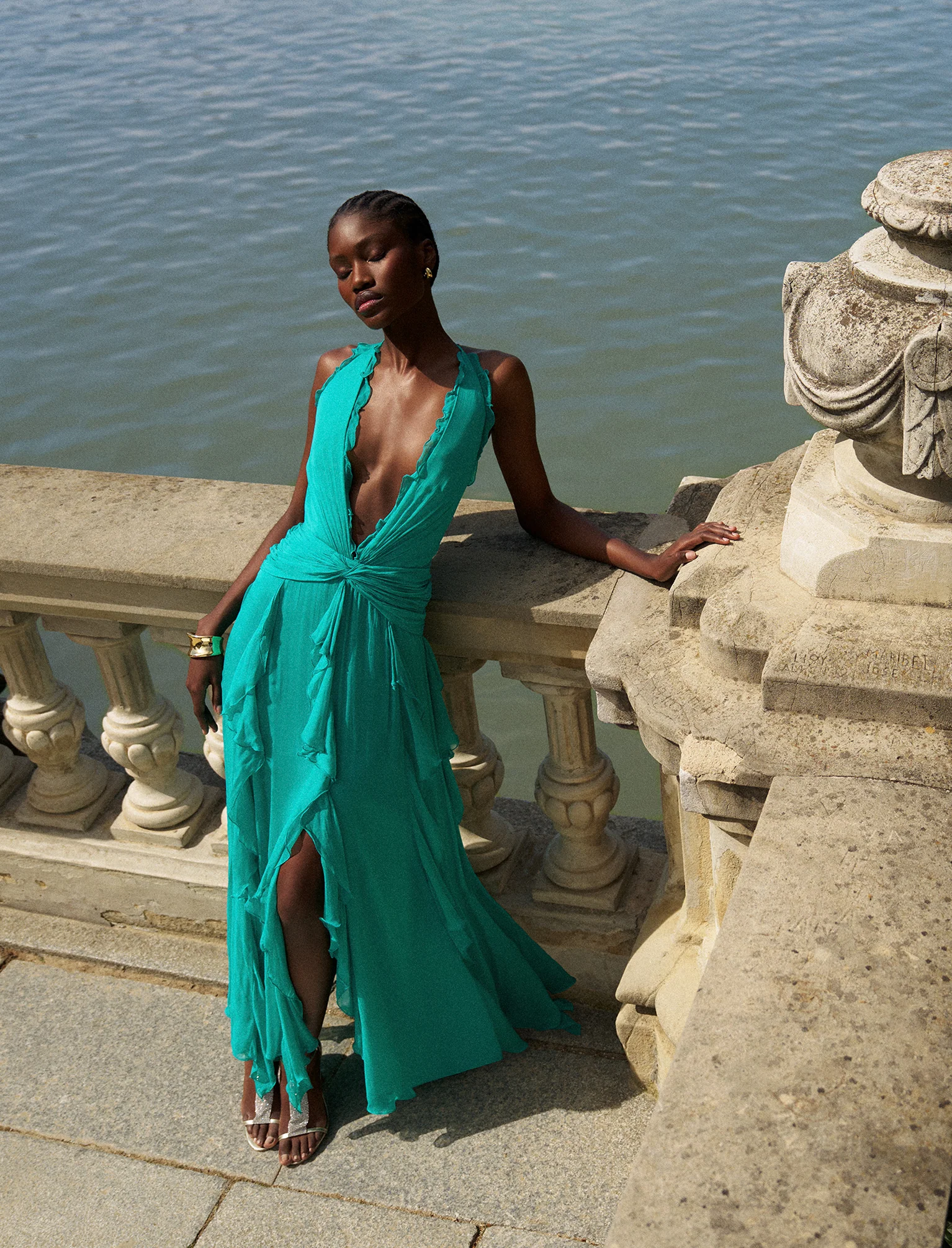 Ruffle Halter Chiffon Gown - Image 4