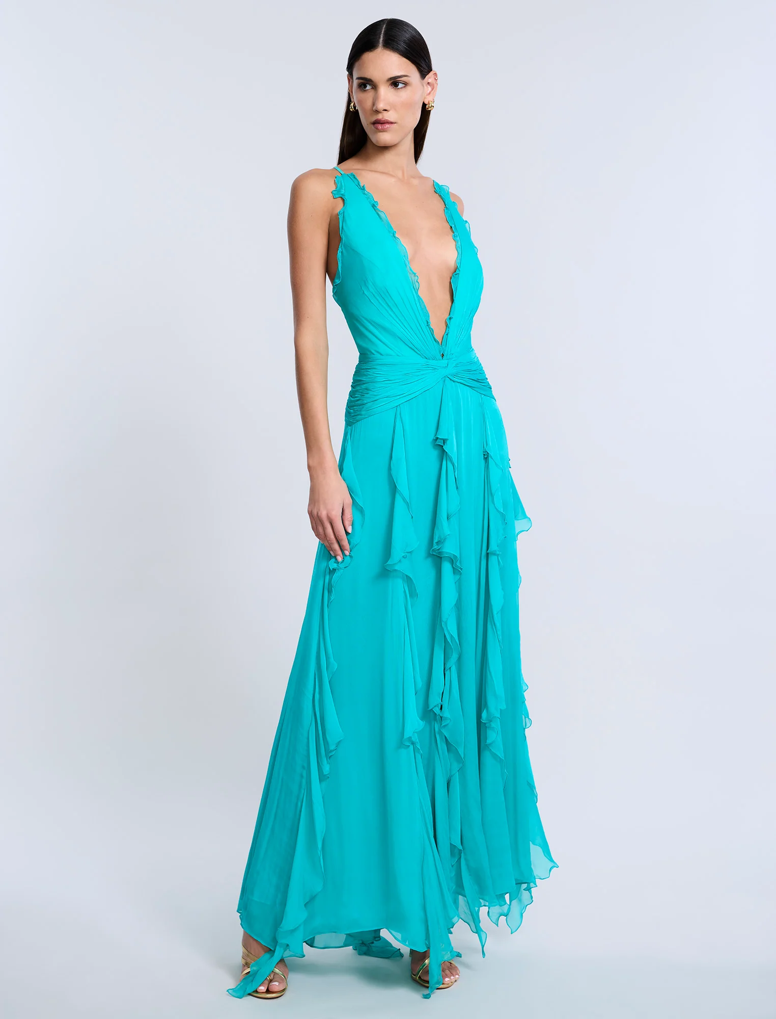 Ruffle Halter Chiffon Gown - Image 6