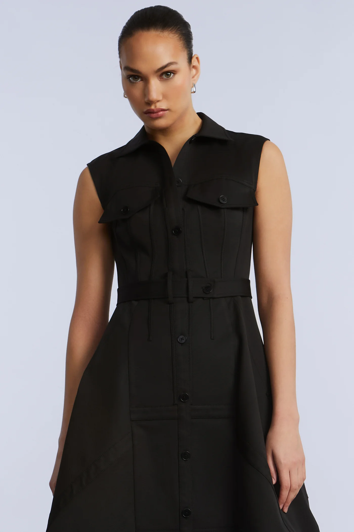 Scarf Hem Taffeta Twill Dress - Image 4
