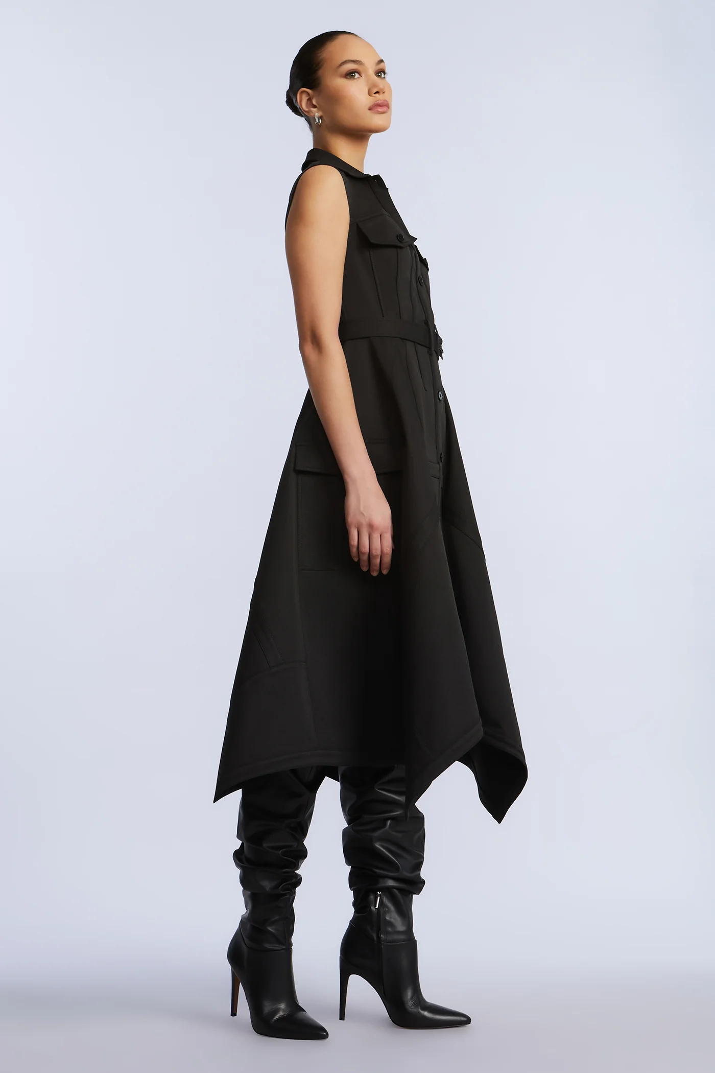 Scarf Hem Taffeta Twill Dress - Image 6