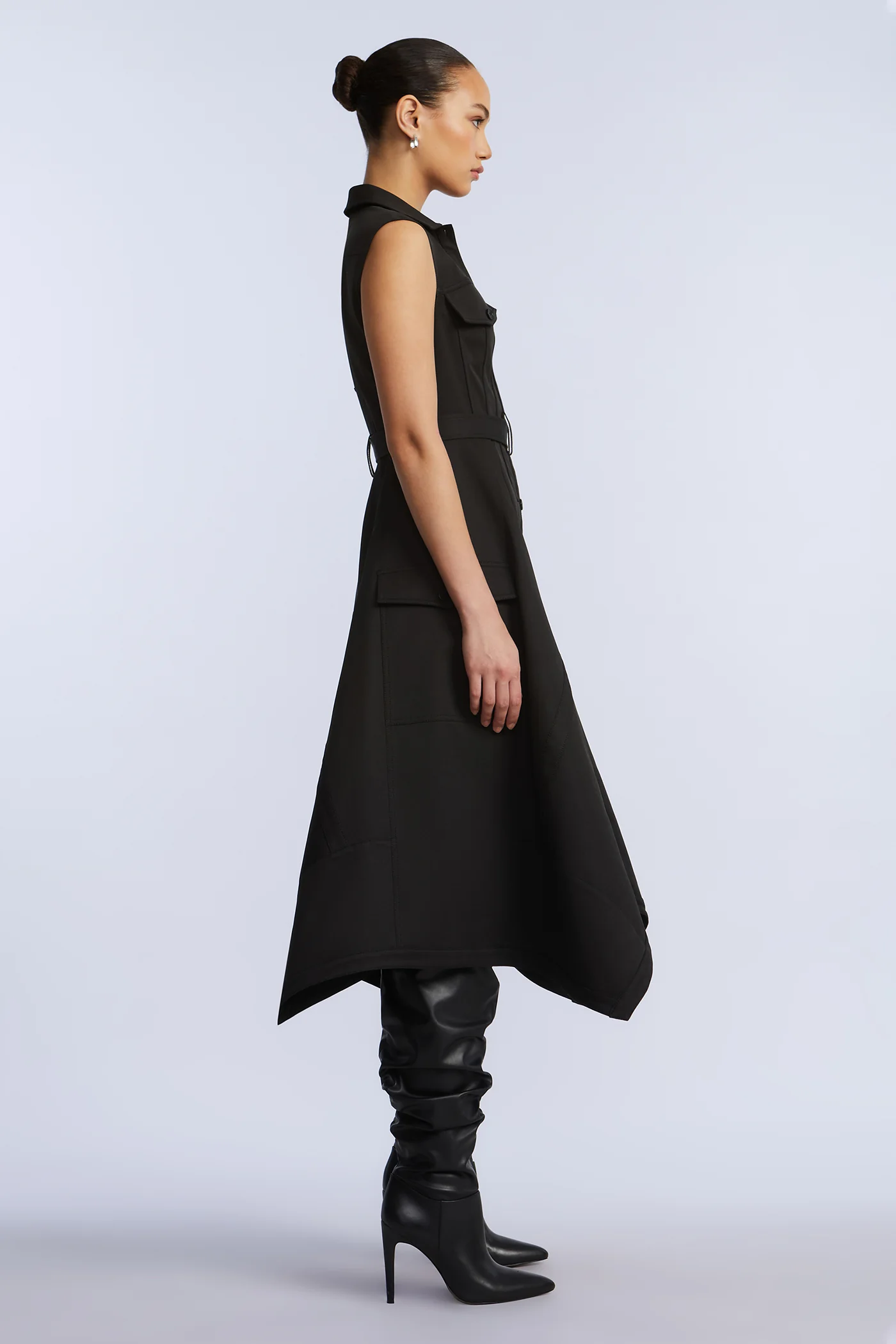 Scarf Hem Taffeta Twill Dress - Image 7