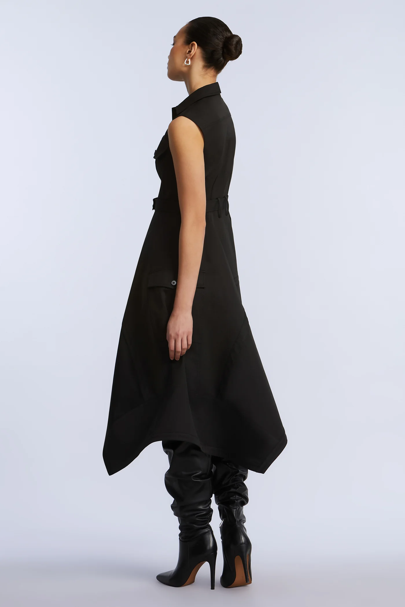 Scarf Hem Taffeta Twill Dress - Image 8