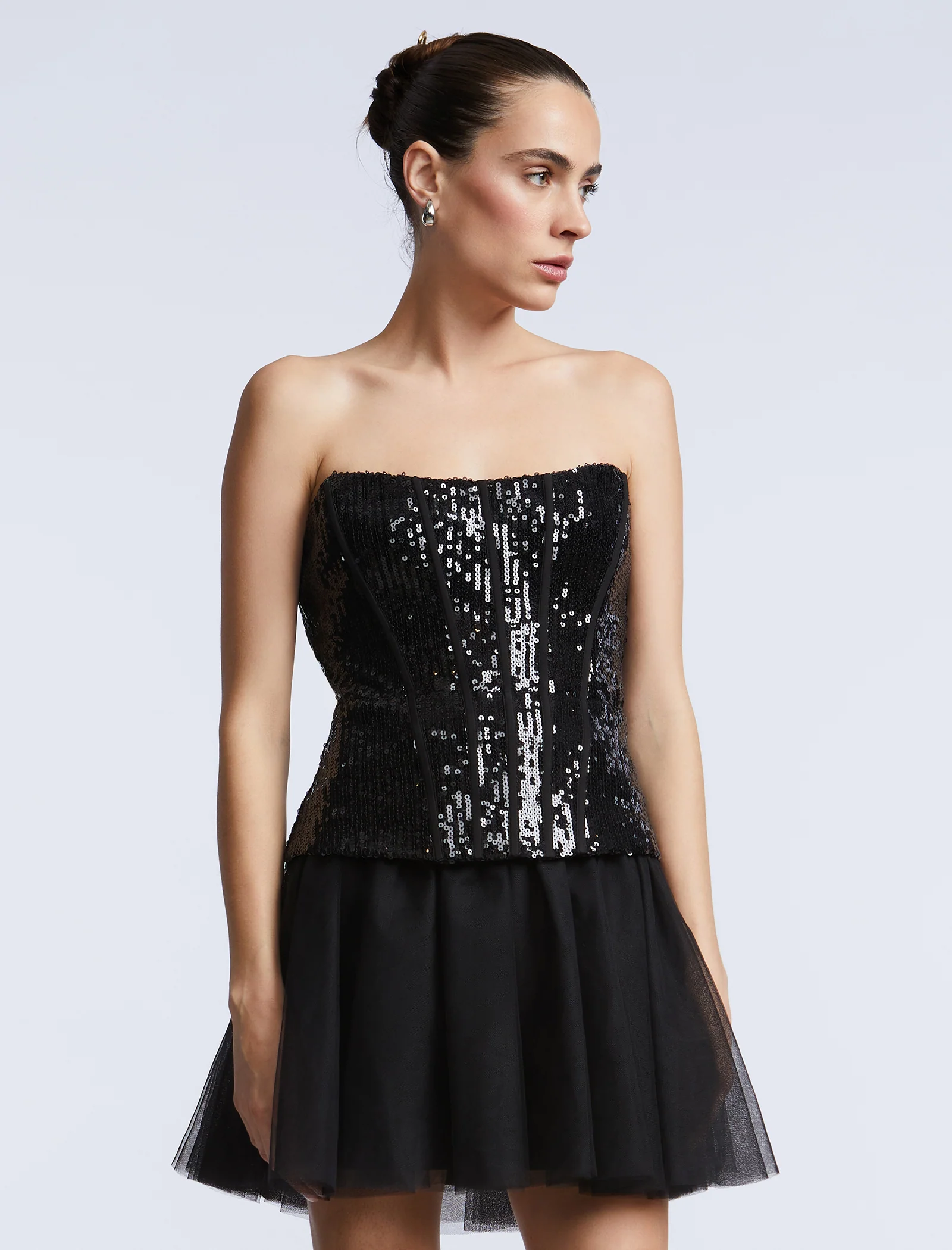 Sequin Lace Peplum Tulle Dress - Image 4