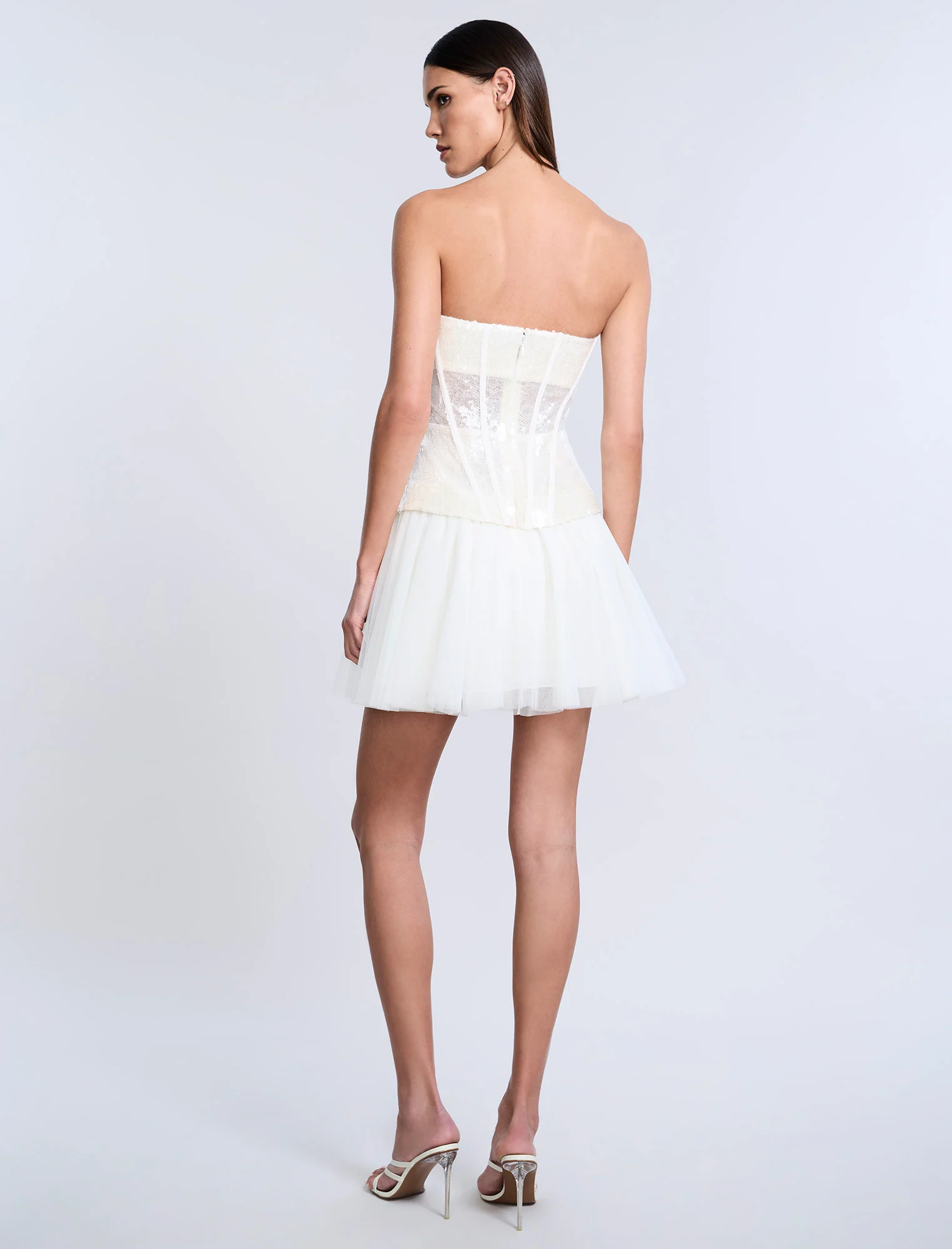 Sequin Lace Peplum Tulle Dress - Image 2