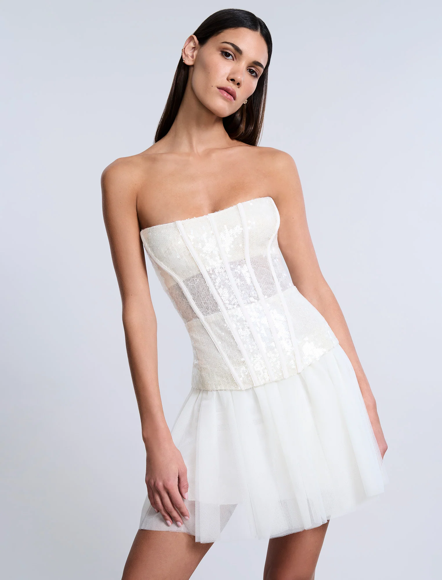 Sequin Lace Peplum Tulle Dress - Image 5