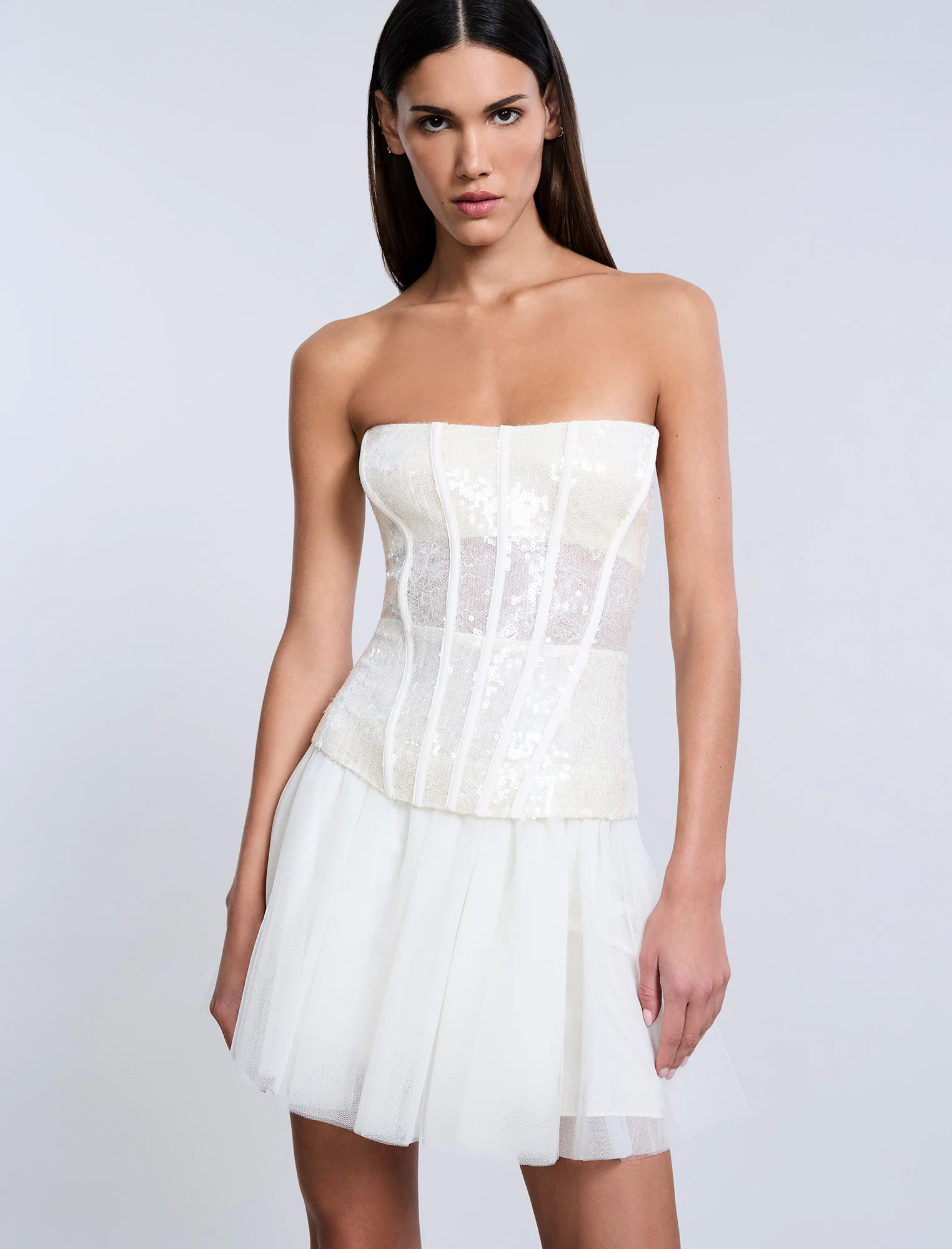 Sequin Lace Peplum Tulle Dress - Image 6