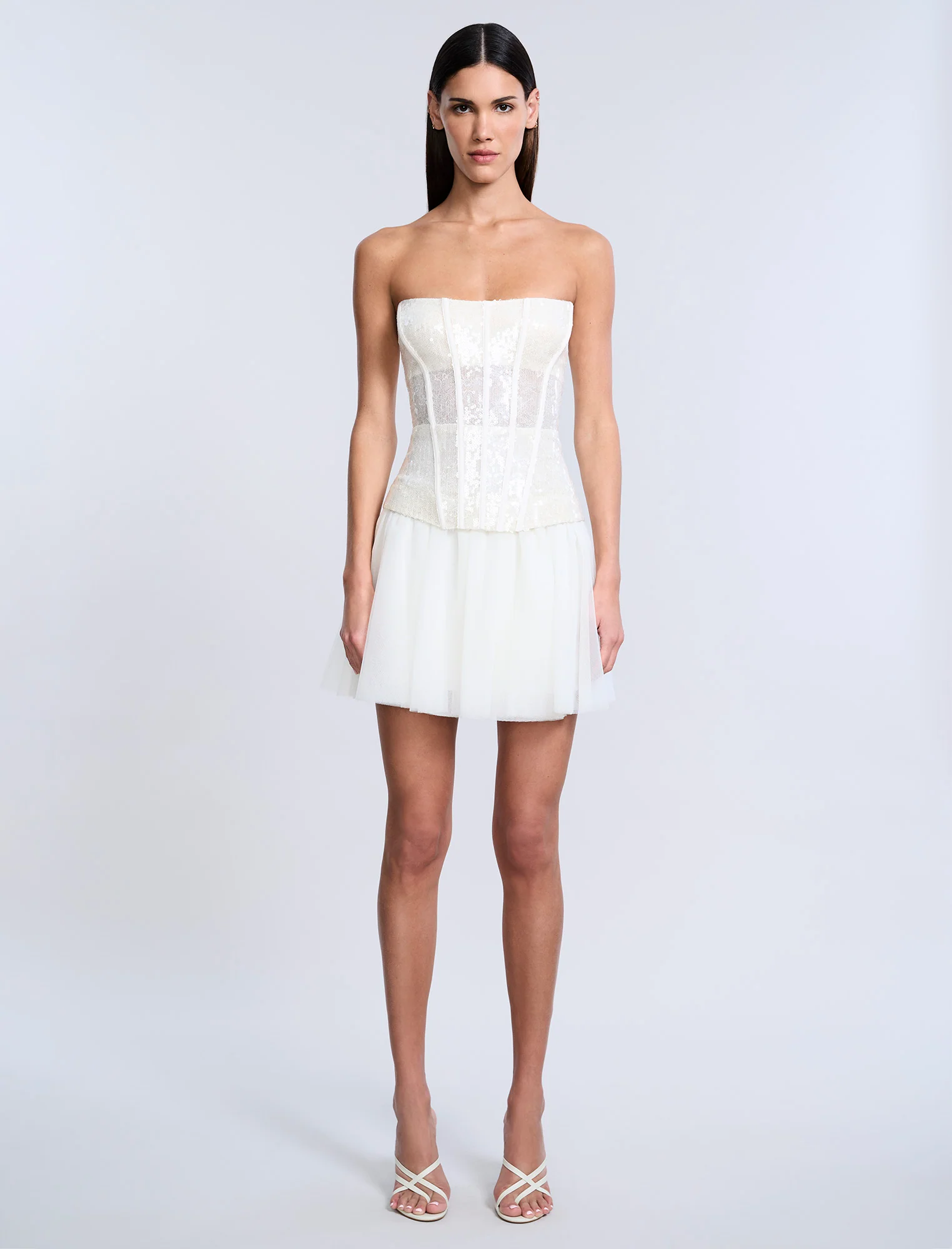 Sequin Lace Peplum Tulle Dress - Image 7
