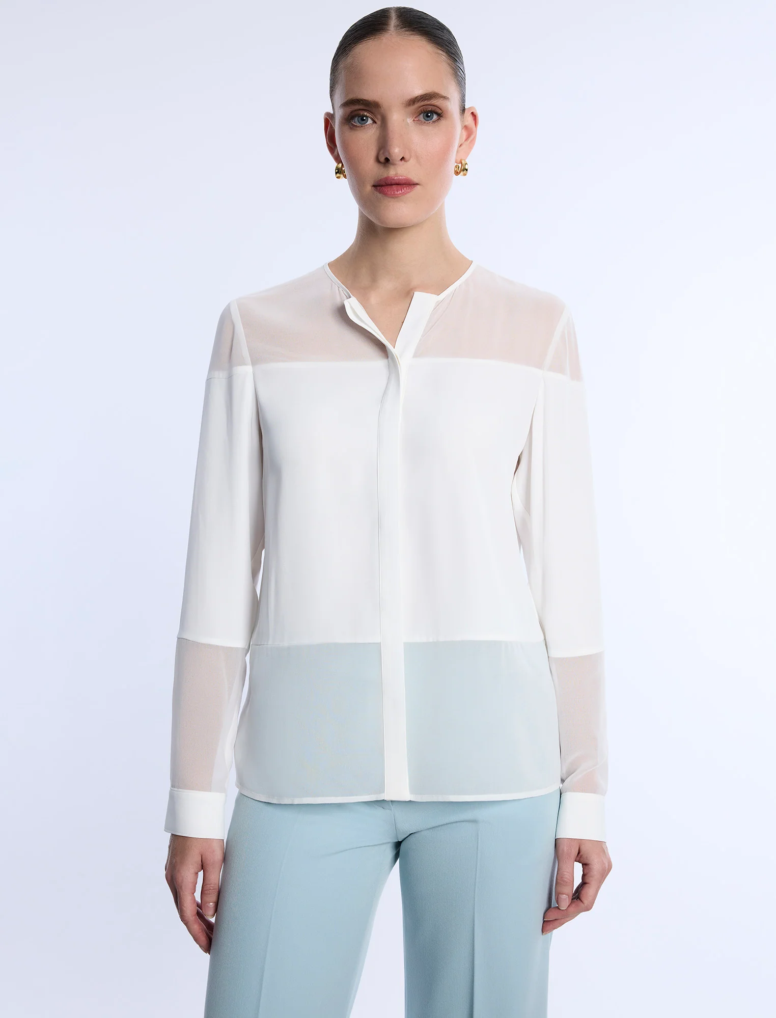 Sheer Panel Blouse