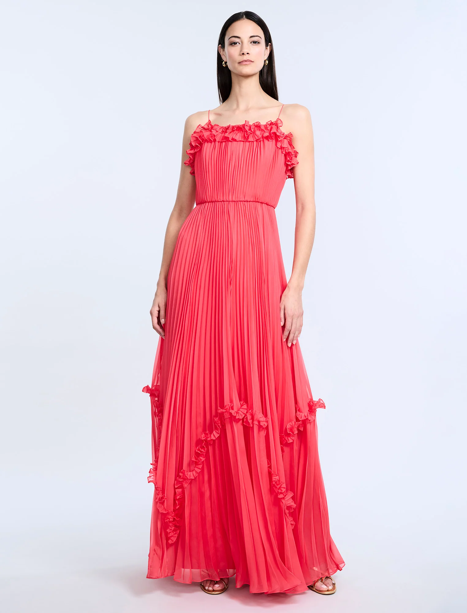 Shirring Ruffle Gown