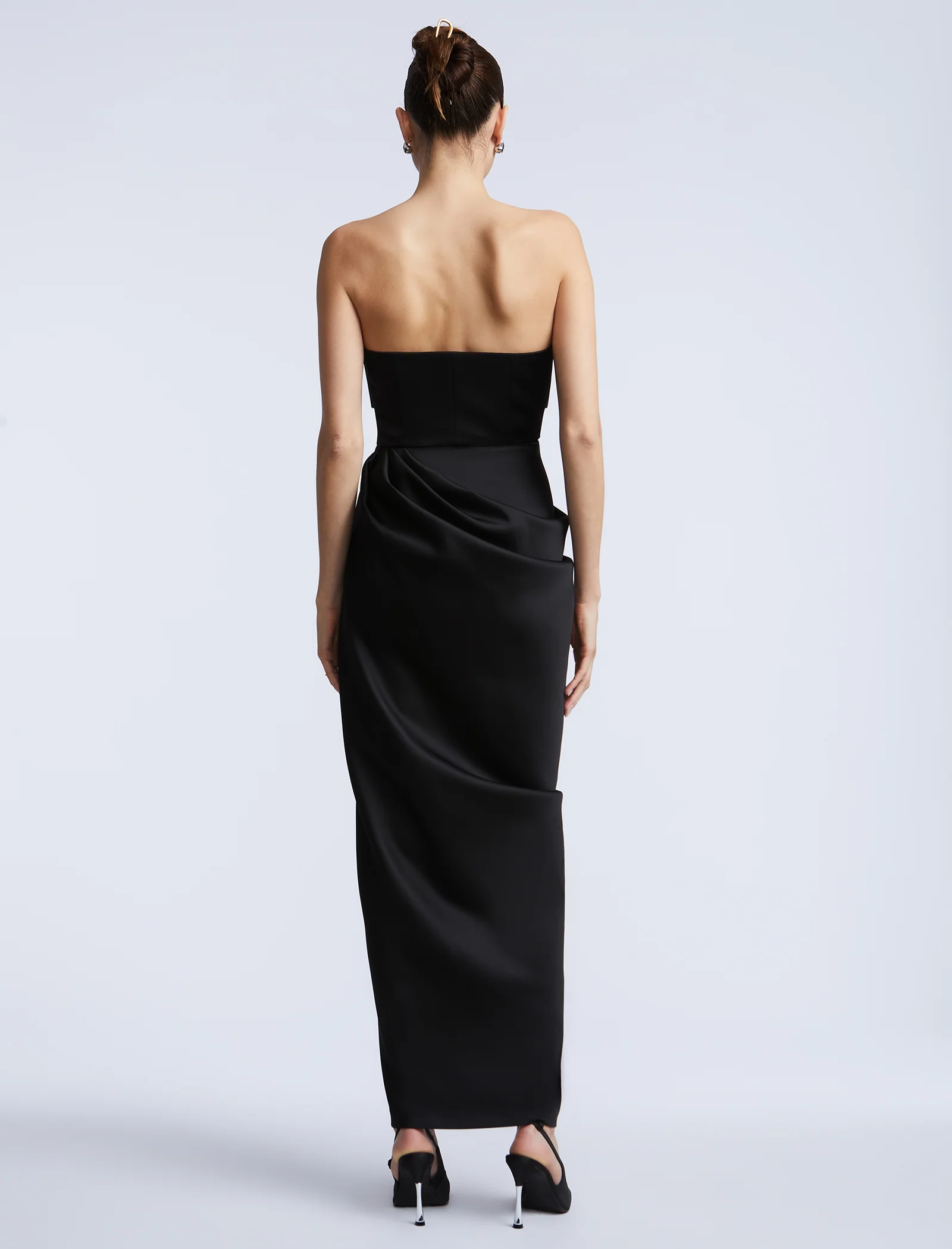 Solid Bodice Wrap Skirt Gown - Image 2