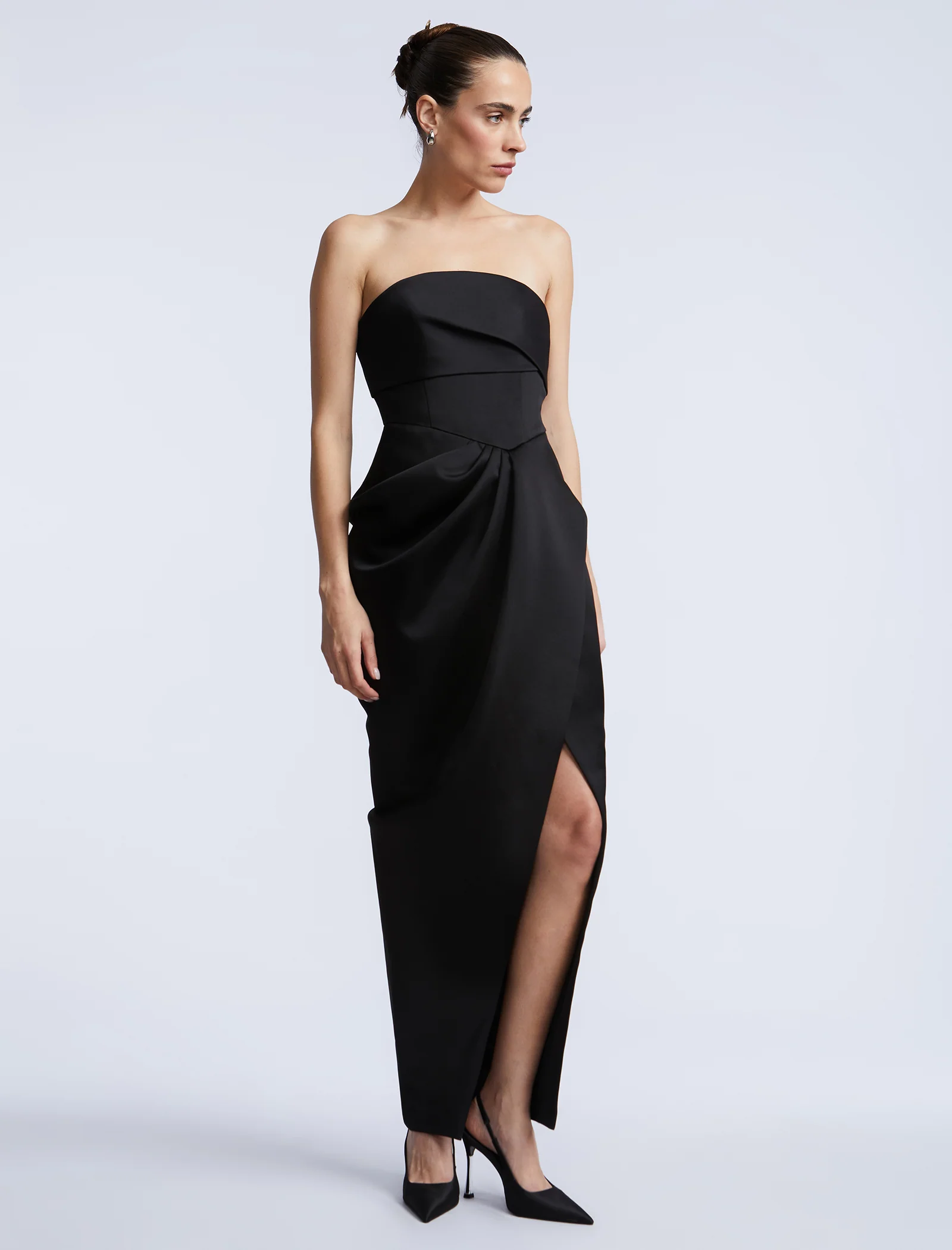 Solid Bodice Wrap Skirt Gown - Image 5