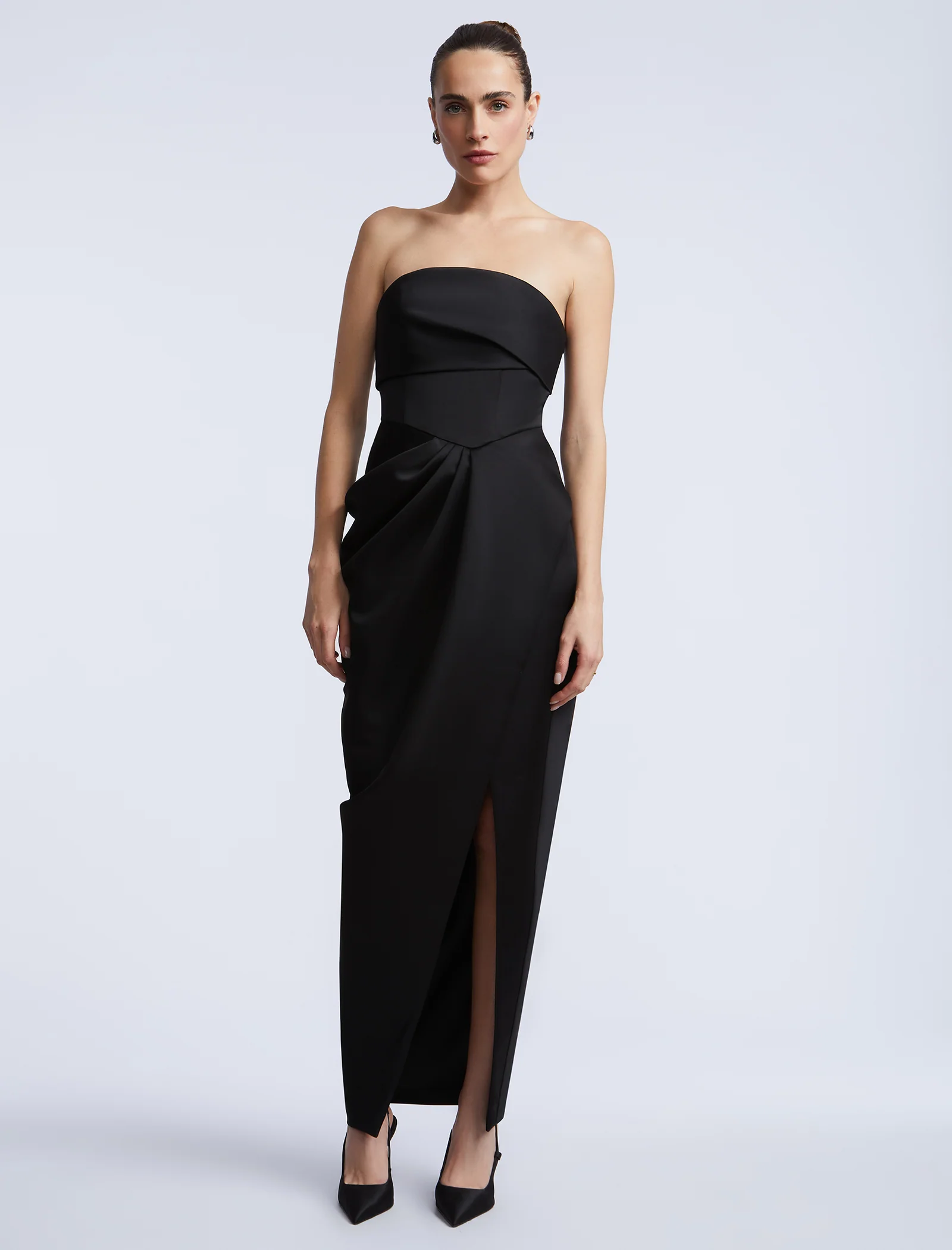 Solid Bodice Wrap Skirt Gown - Image 6