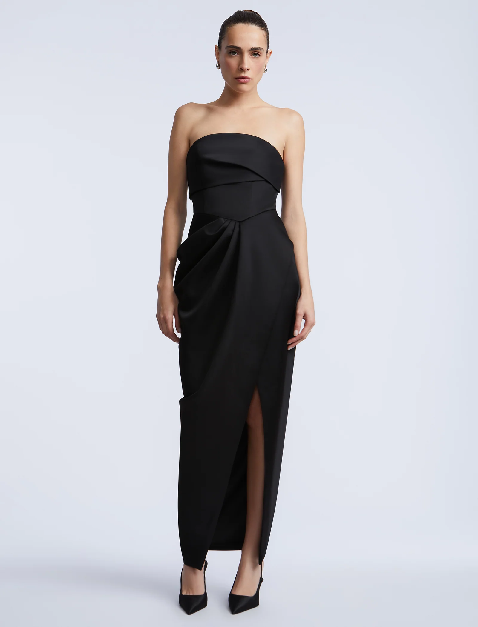 Solid Bodice Wrap Skirt Gown - Image 7