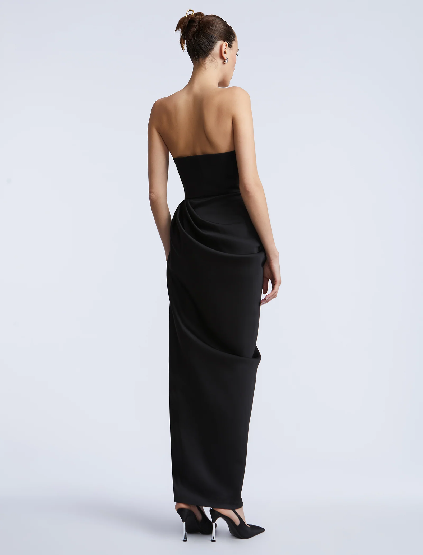 Solid Bodice Wrap Skirt Gown - Image 8