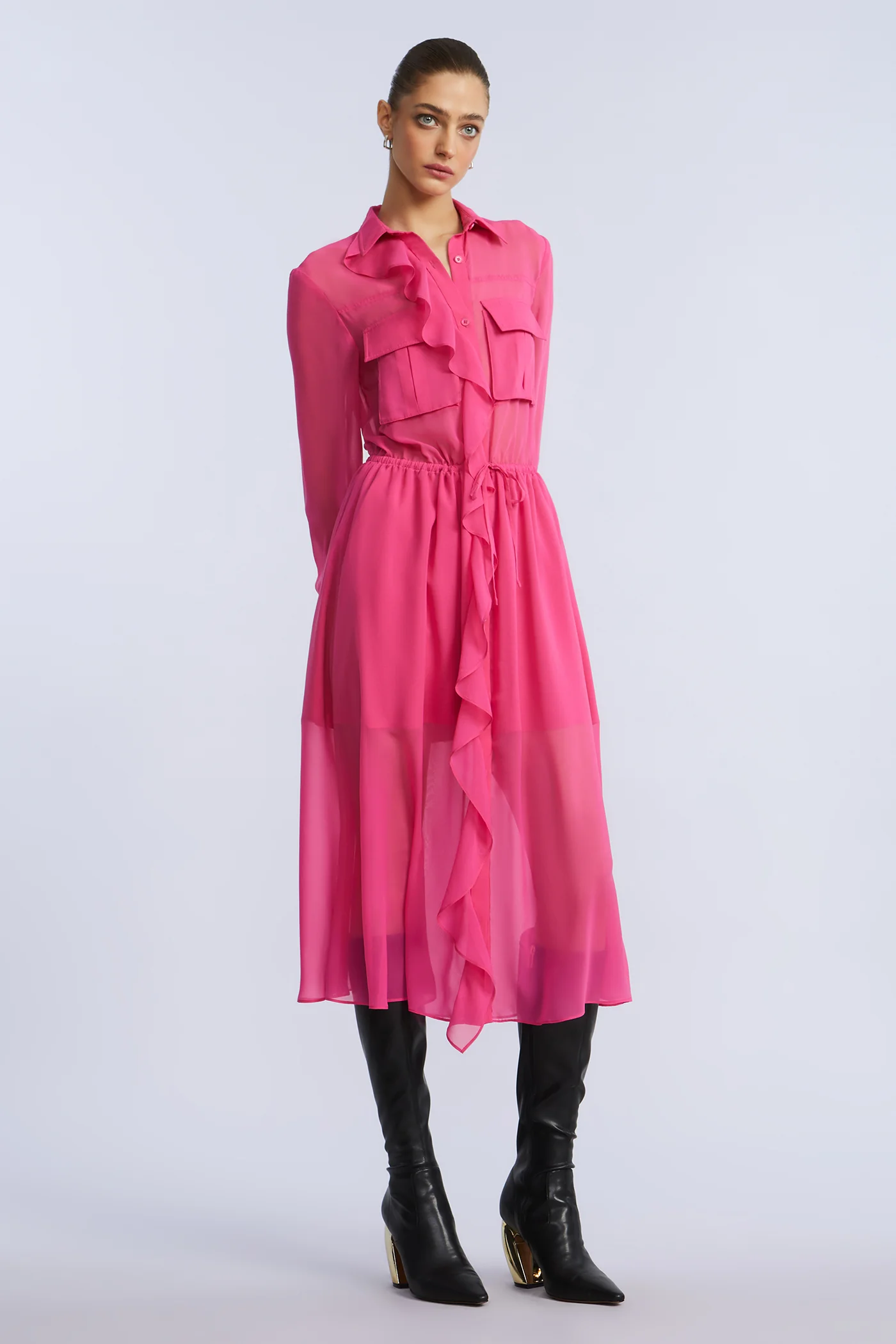 Solid Ruffle Dress - Image 3