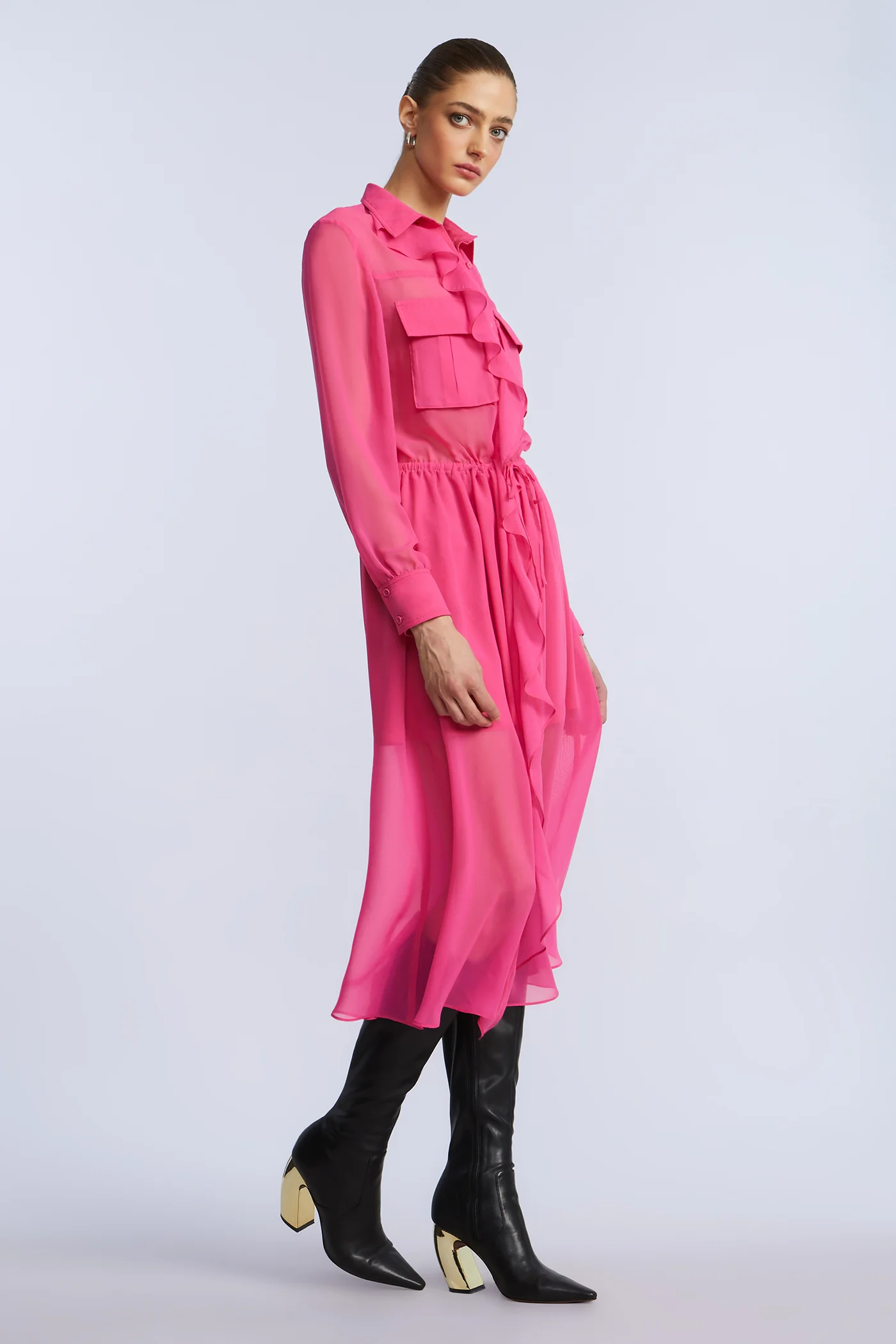 Solid Ruffle Dress - Image 5