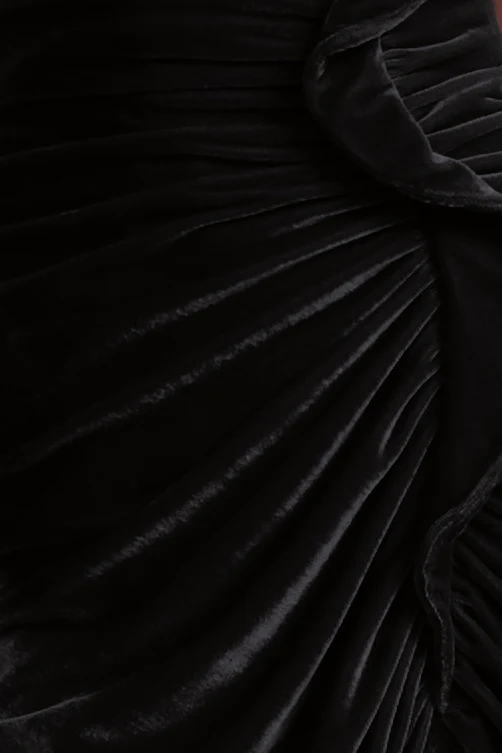 Strapless Velvet Ruffle Dress - Image 11