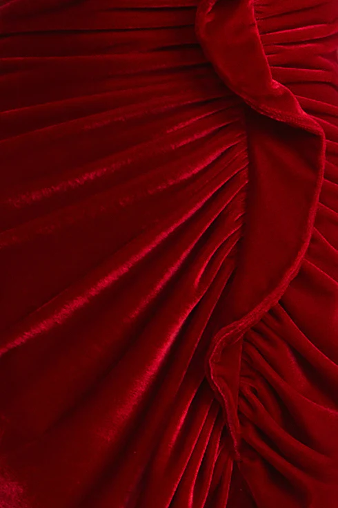 Strapless Velvet Ruffle Dress - Image 8