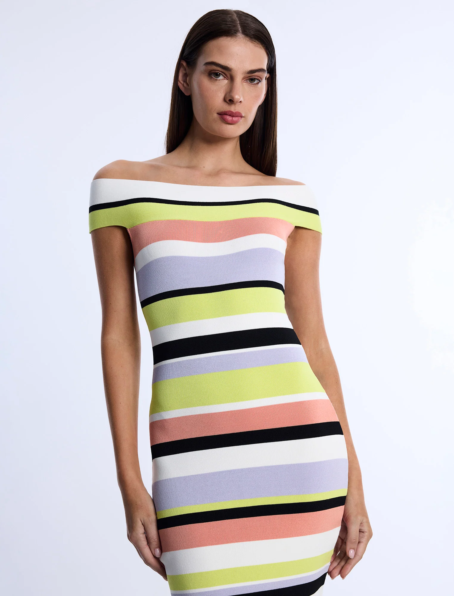 Stripe Knit Off-Shoulder Dress - Image 6