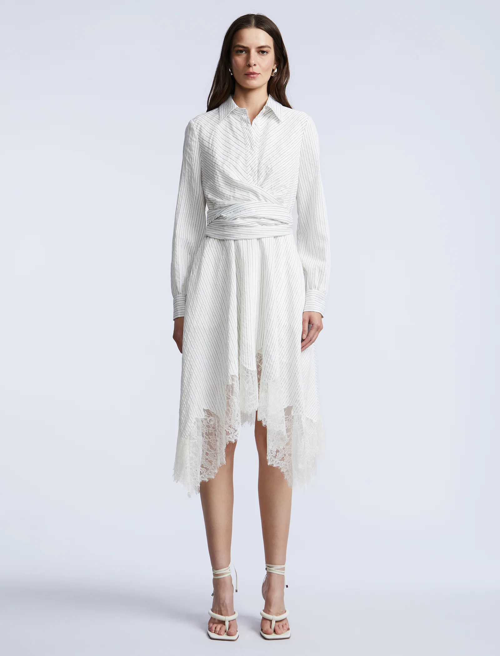 Stripe Shirt Dress With Lace