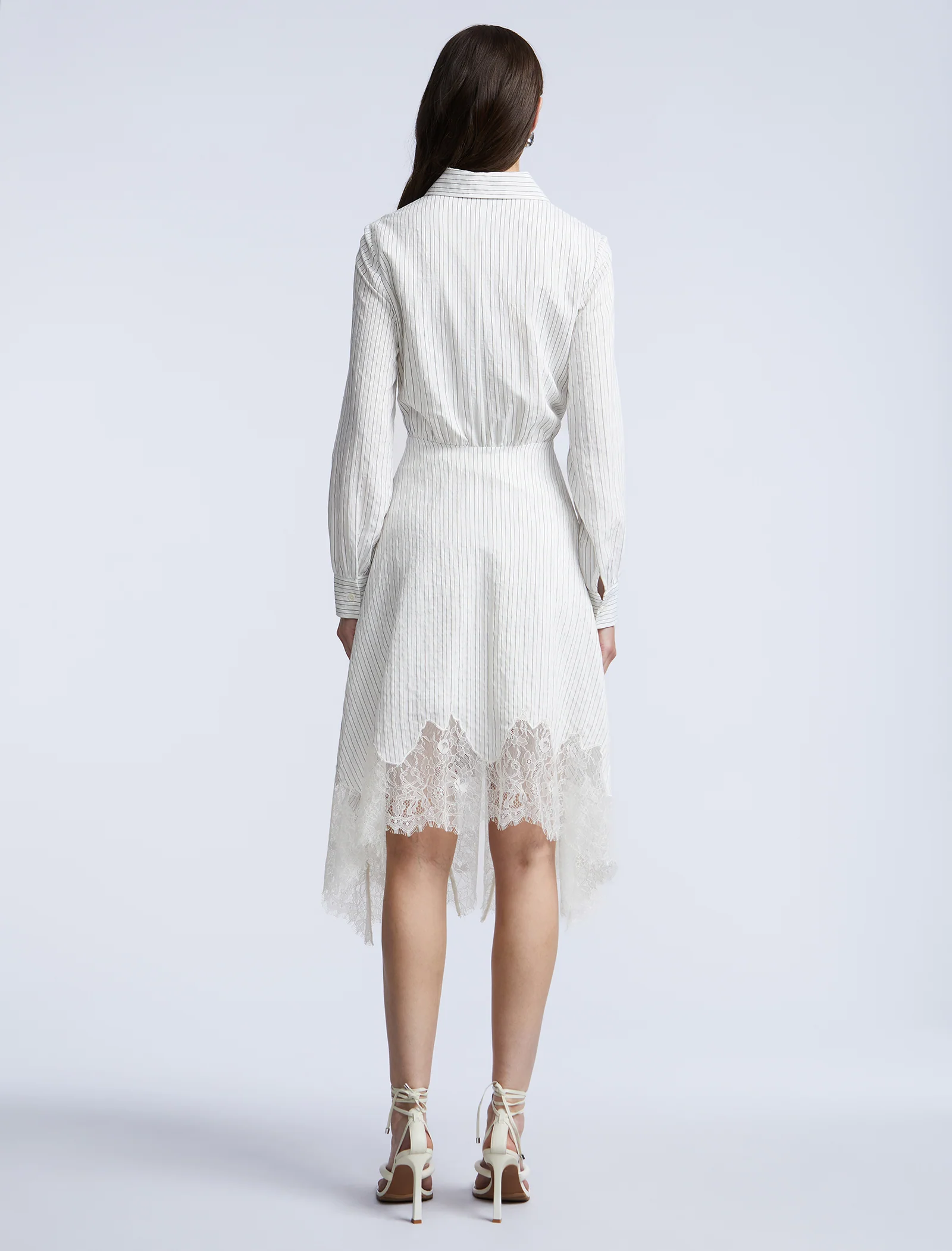 Stripe Shirt Dress With Lace - Image 2