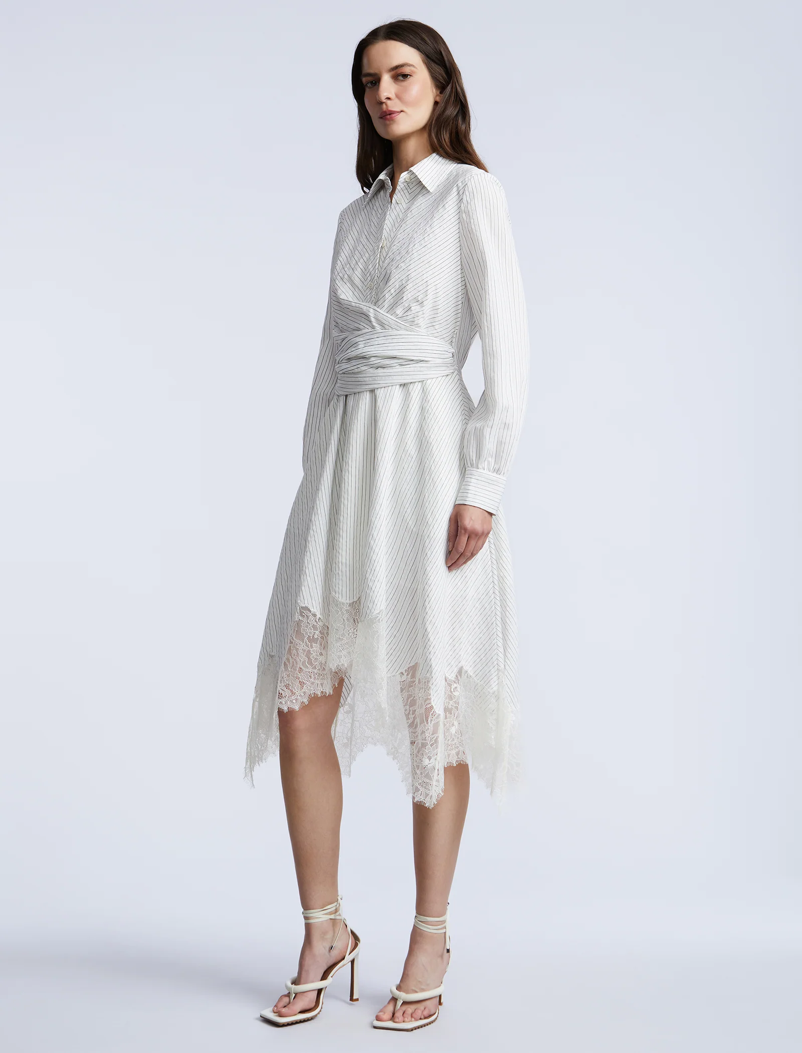 Stripe Shirt Dress With Lace - Image 6