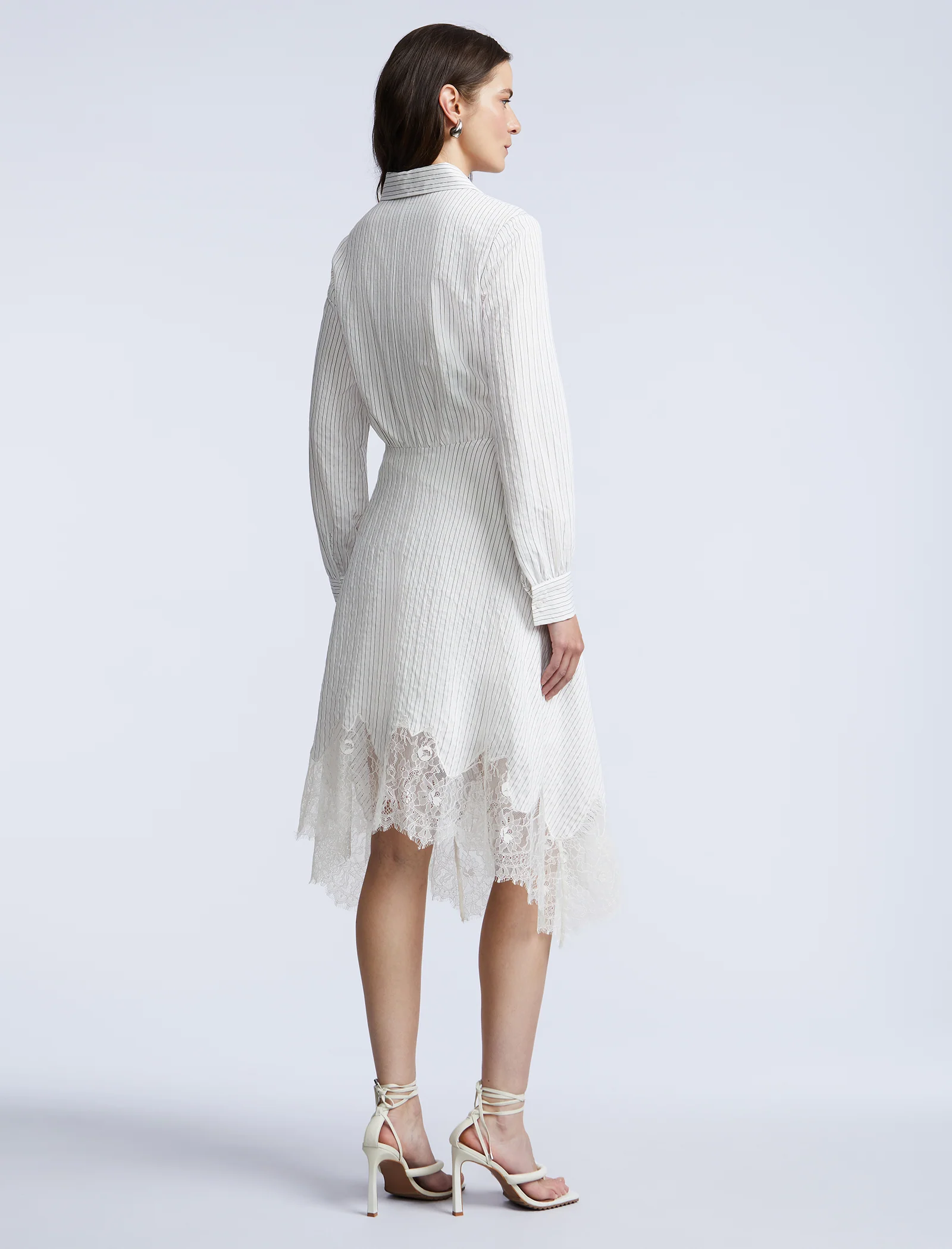 Stripe Shirt Dress With Lace - Image 8