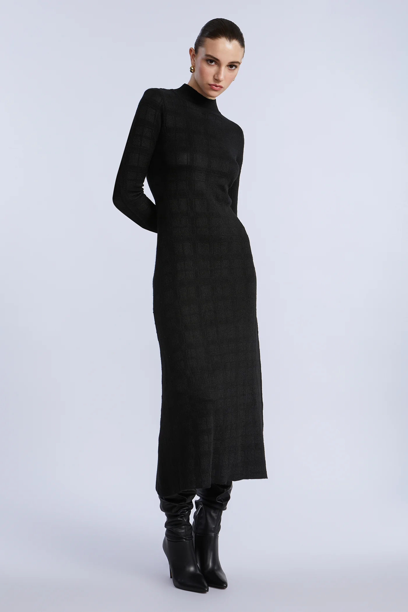 Turtleneck Openweave Dress - Image 3