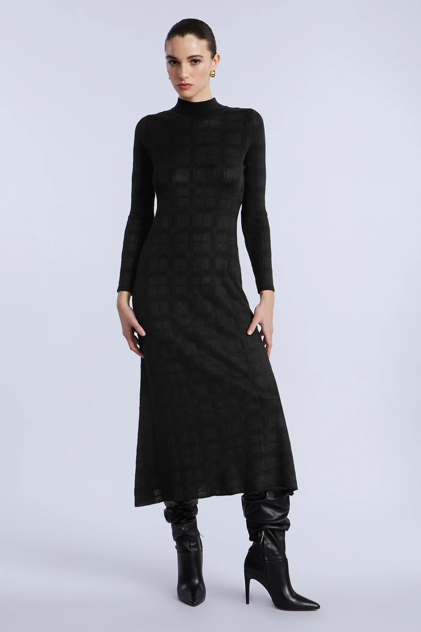 Turtleneck Openweave Dress - Image 5
