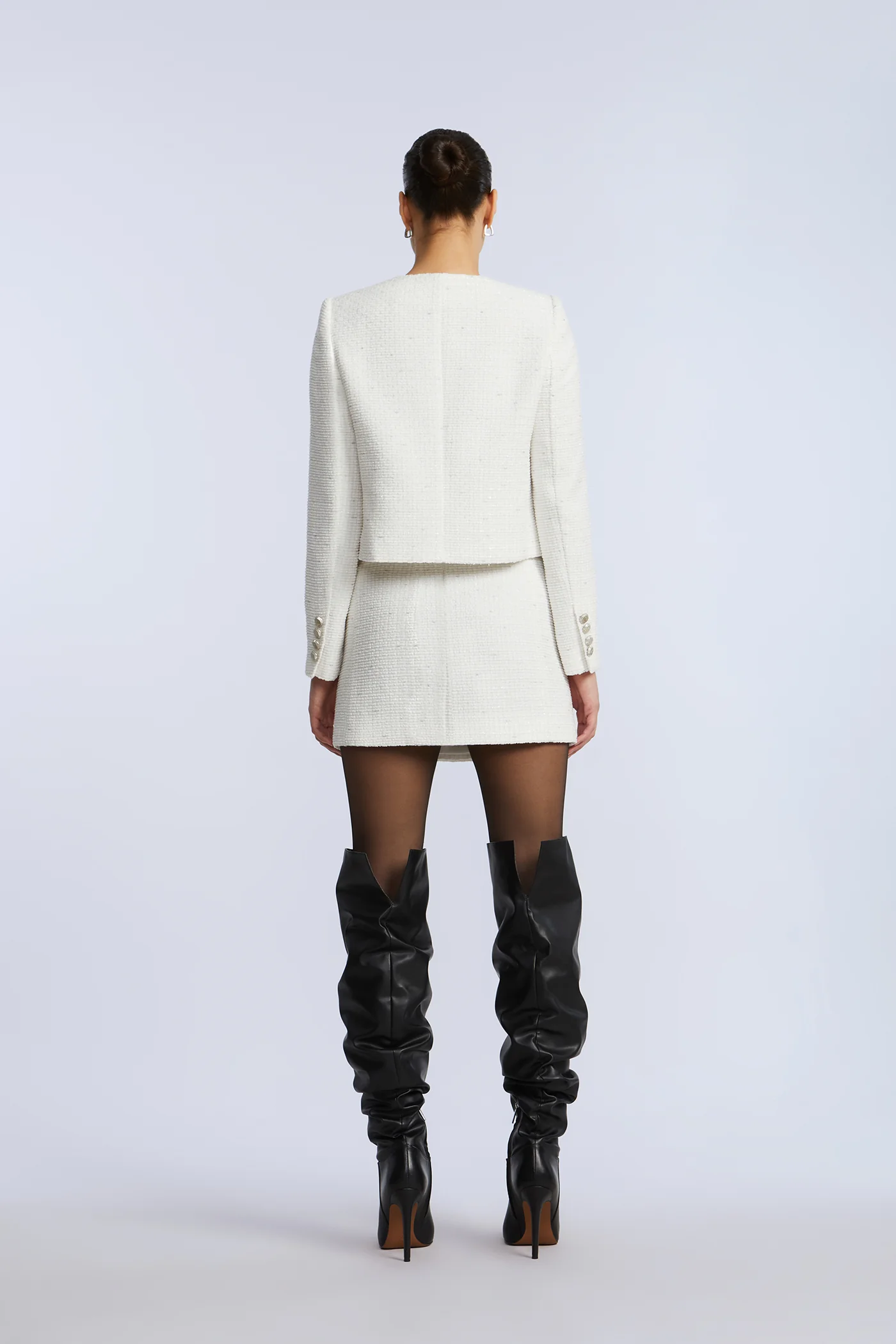 Tweed Wrap Short Skirt - Image 3
