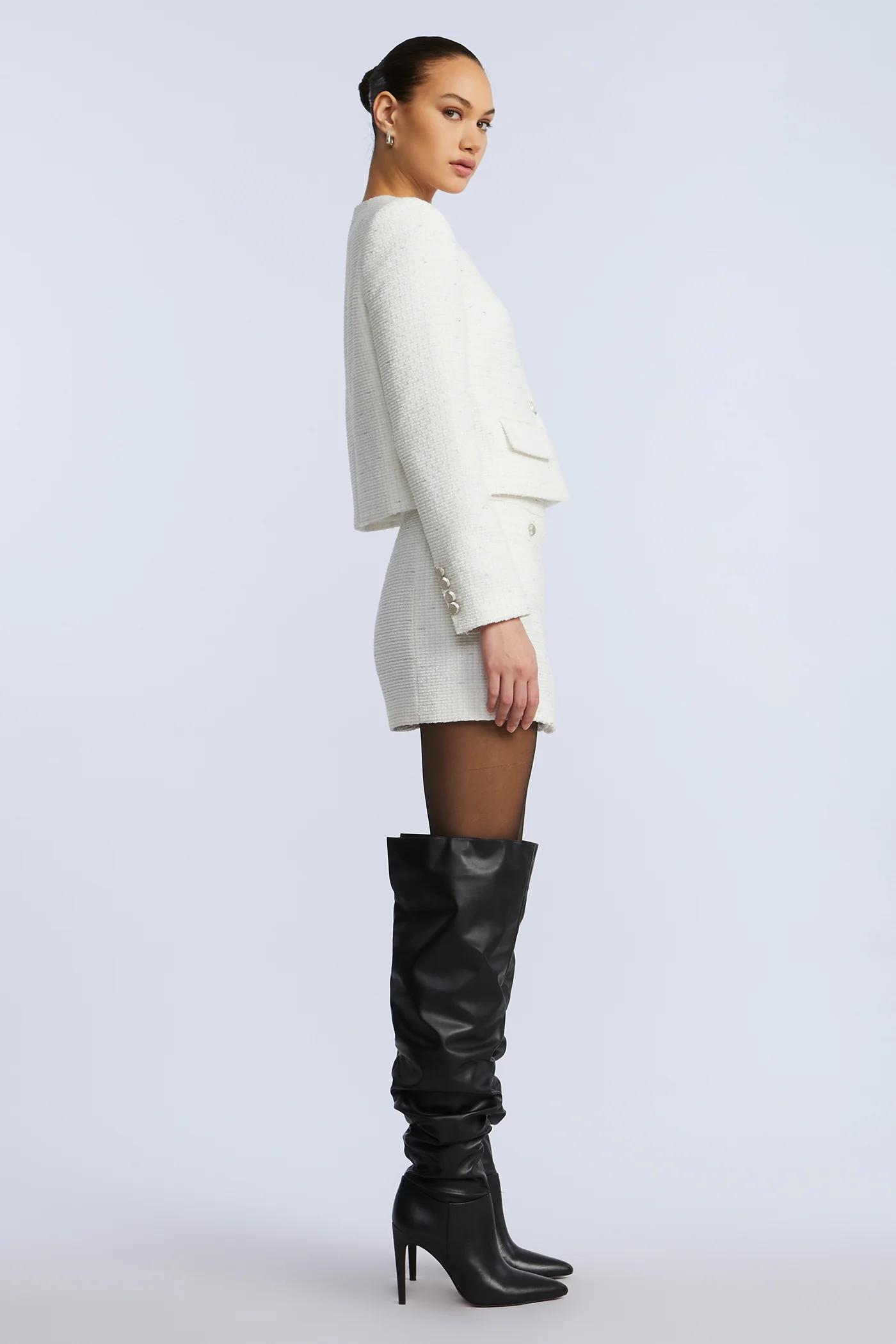 Tweed Wrap Short Skirt - Image 6